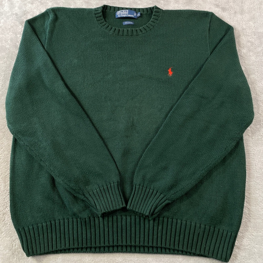 Polo Ralph Lauren Sweater Mens XL Green Crewneck Holiday Preppy Luxury Casual